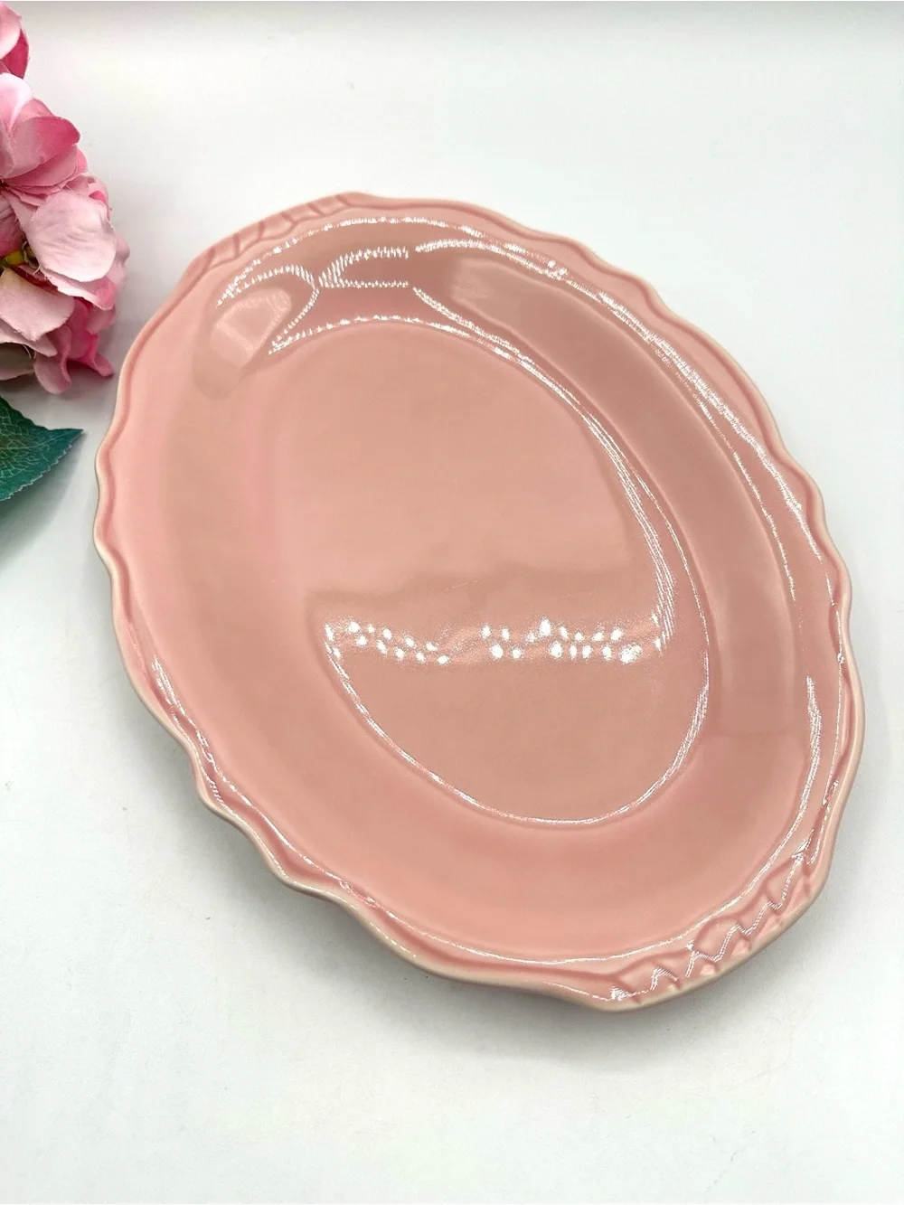Homer Laughlin Terrace Pink Oval Platter 11.5”